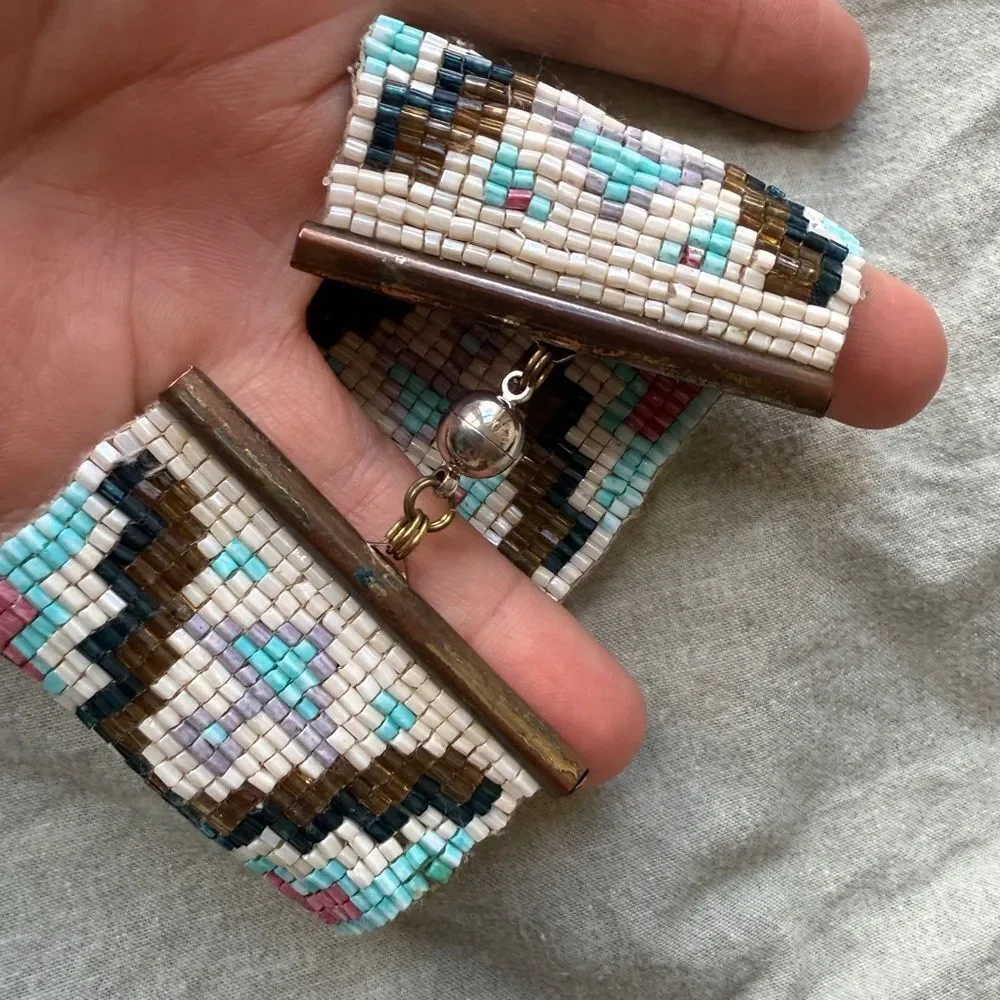 Y2K Handmade Tribal Inspired Beaded Woven Bracelet with Magnet Closure